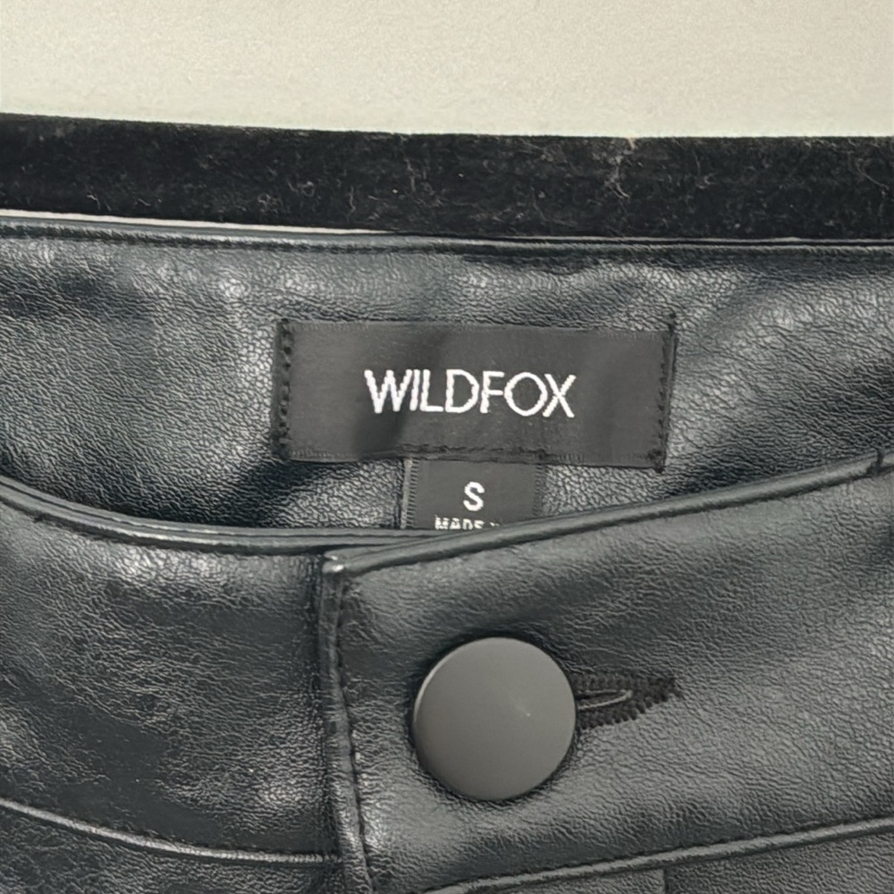 Wildfox Faux Leather Slit Hem Straight Leg Pants, Black - Size S - Picture 5 of 7
